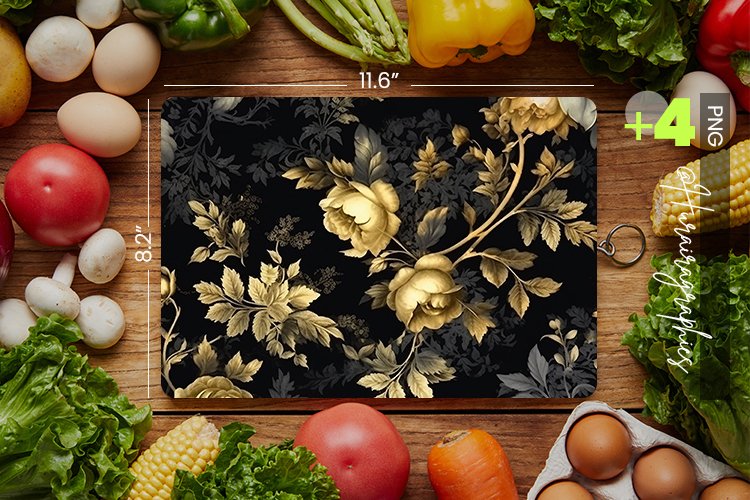 Black Romantic Rose Cutting Board Design - 04 Variations