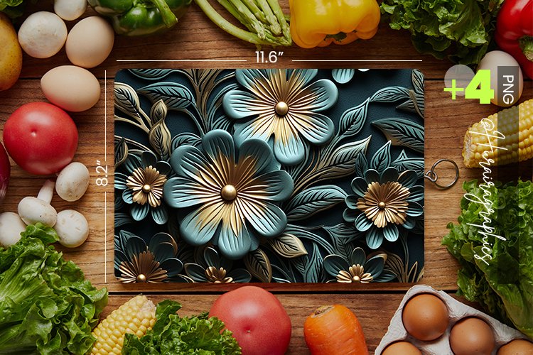 Embosed Floral Cutting Board Design - 04 Variations