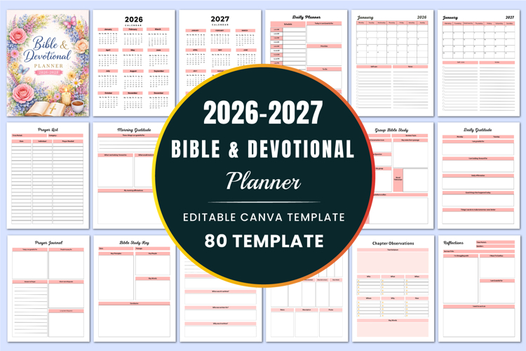 2026-2027 Bible & Devotional Planner Canva templates