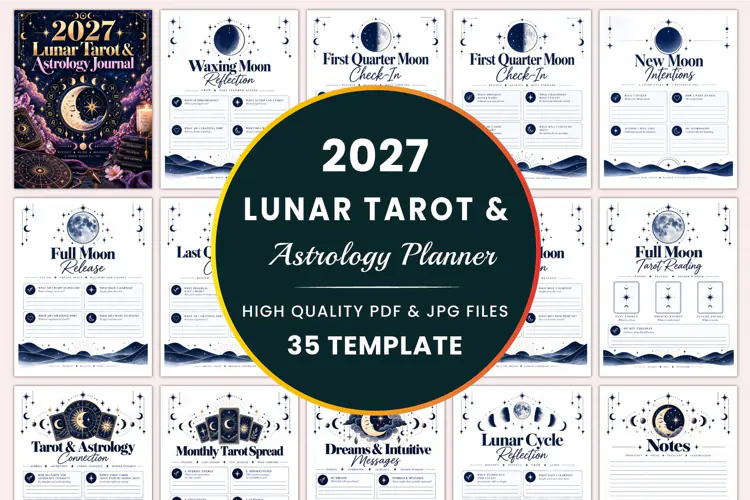 2027 Lunar Tarot & Astrology Journal Kdp interiors