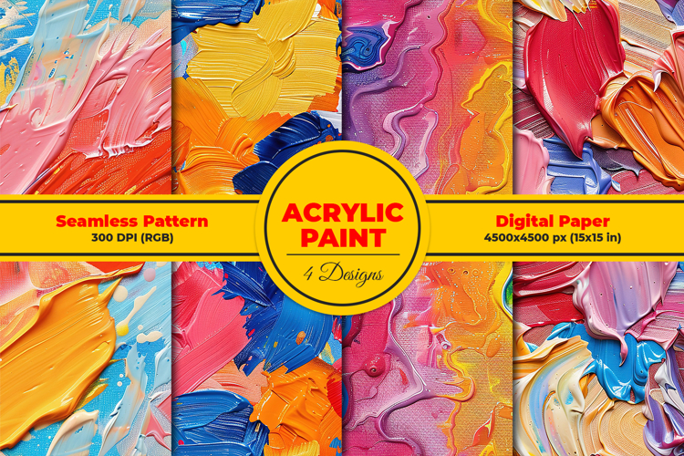 Acrylic Paint Texture Seamless Pattern and Digital Paper