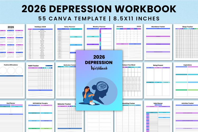 2026 Depression Workbook For Canva KDP Interior