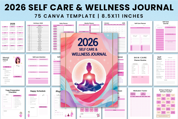 2026 Self Care & Wellness Planner Canva templates