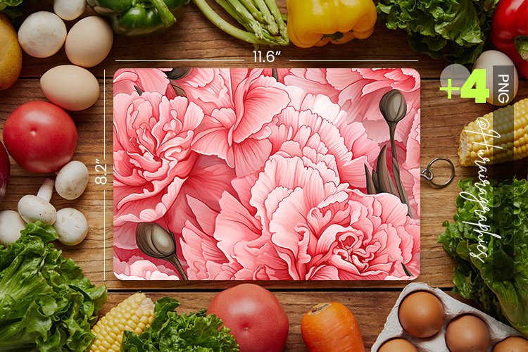Carnations Cutting Board Design - 04 Variations