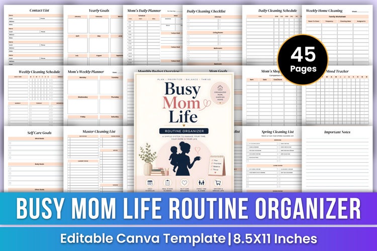 Busy Mom Life Routine Organizer | Daily Planner