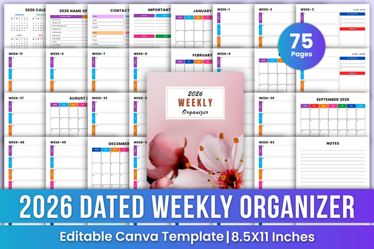 2026 Dated Weekly Organizer Canva Interiors