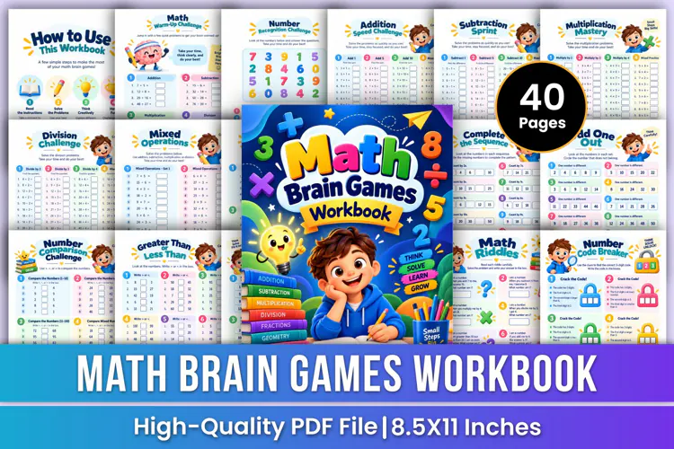 Math Brain Games Workbook | Addition, Subtraction
