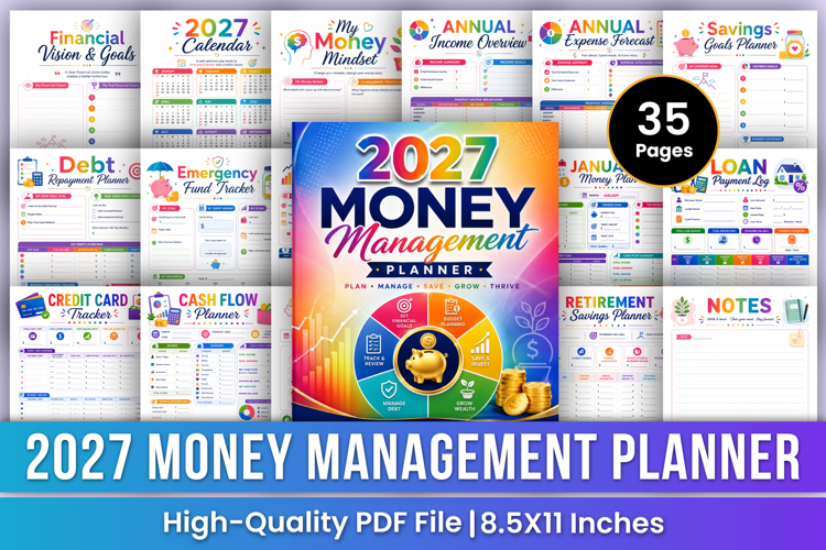 2027 Money Management Planner | Budget & Finance Organizer