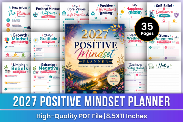 2027 Positive Mindset Planner | Growth Journal