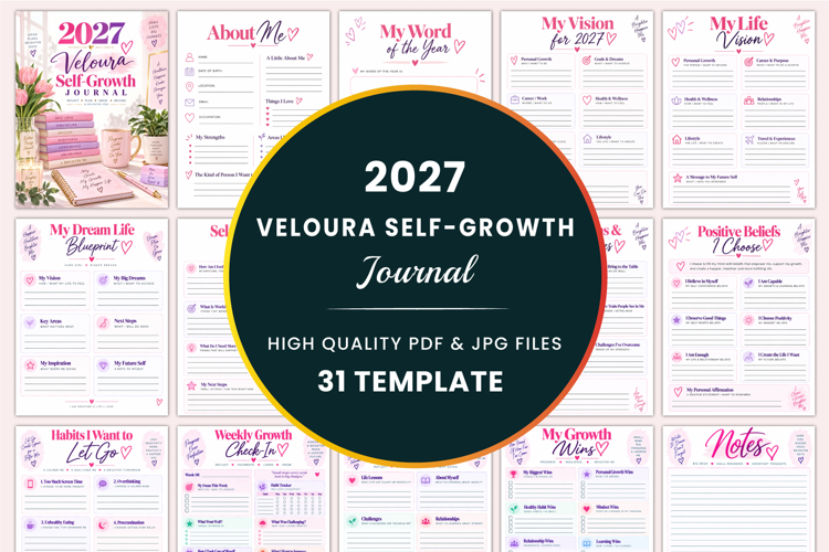 2027 Veloura Self-Growth Journal Kdp interiors