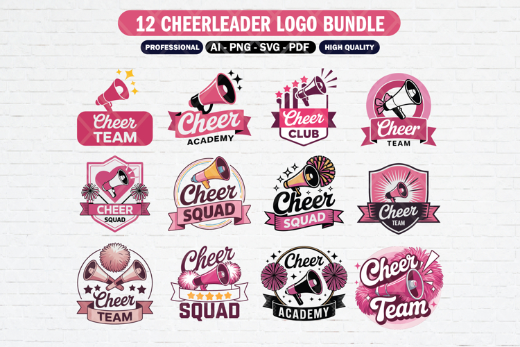 12 Cheerleader SVG Clipart Bundle