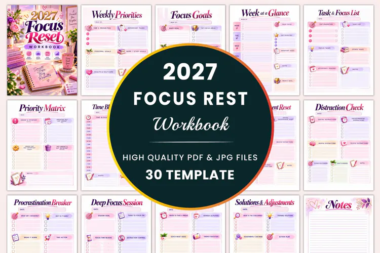 2027 Focus Reset Workbook Kdp interiors