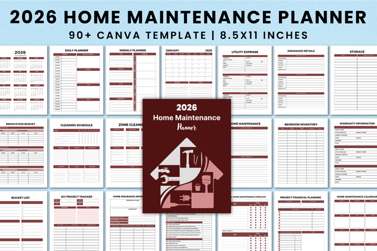 2026 Home Maintenance Planner For Canva Interior