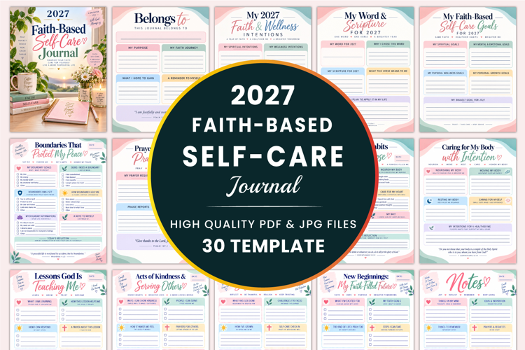 2027 Faith-Based Self-Care Journal Kdp interiors