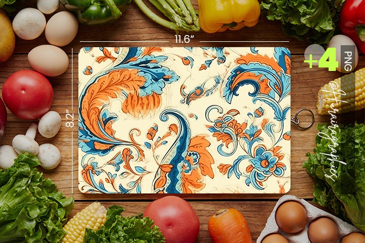 Watercolor Paislays Cutting Board Design - 04 Variations