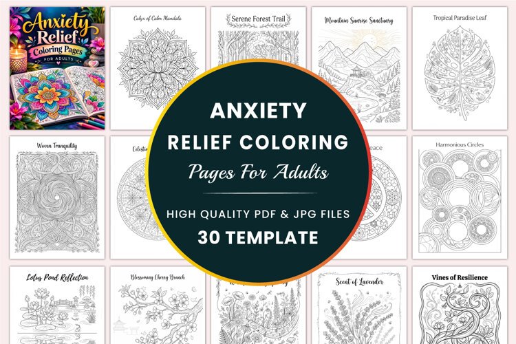 Anxiety Relief Coloring Pages for Adults example image 1