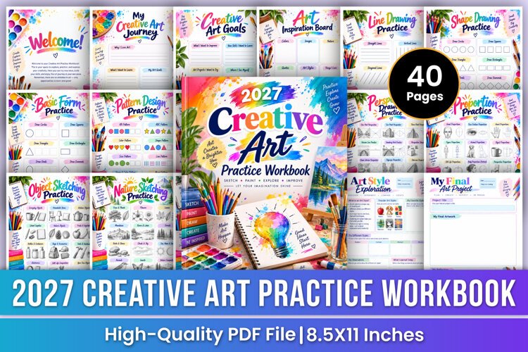2027 Creative Art Practice Workbook | Drawing, Sketching example image 1