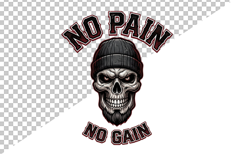 No Pain No Gain T shirt Design Clipart PNG