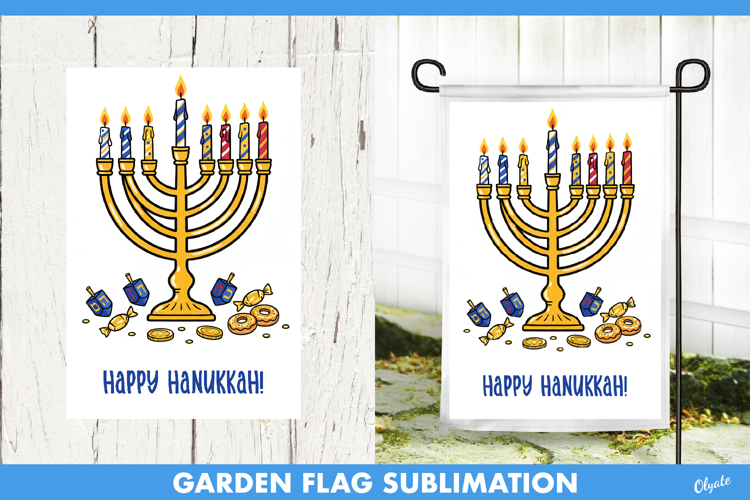 Hanukkah Garden Flag PNG, Happy Hanukkah Sublimation