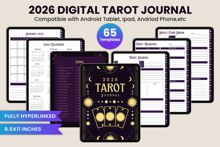 2026 Digital Tarot Journal Canva Template
