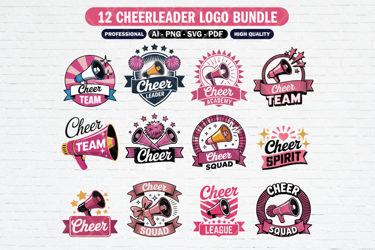 12 Cheerleader SVG Clipart Bundle