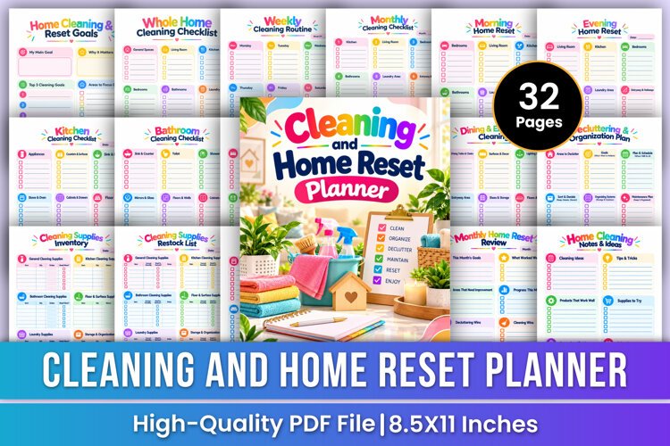 Cleaning & Home Reset Planner | Cleaning Routines, Declutter example image 1