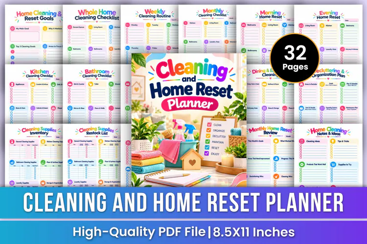 Cleaning & Home Reset Planner | Cleaning Routines, Declutter