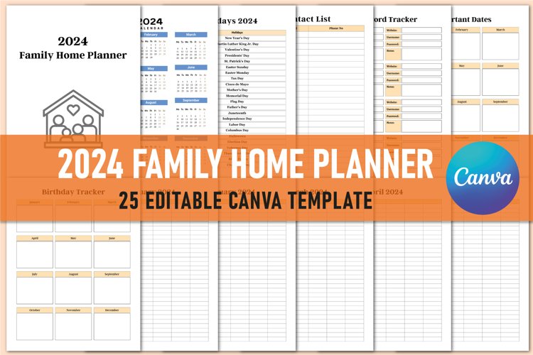 Editable 2024 Family Home Planner For Canva