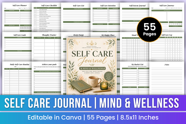 Self Care Journal | Mind & Wellness Canva Kdp