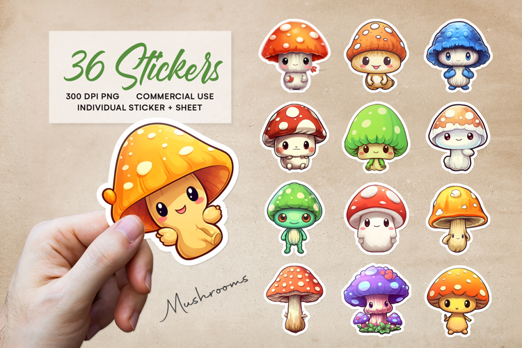 Kawaii Mushroom Sticker Set