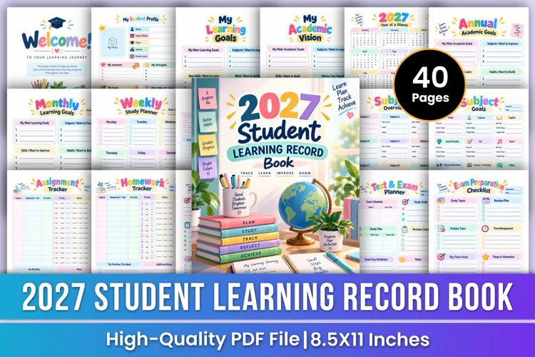 2027 Student Learning Record Book | Academic Goals, Study