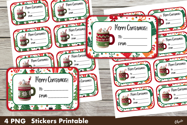Christmas Gift Stickers PNG. Merry Christmas Stickers PNG