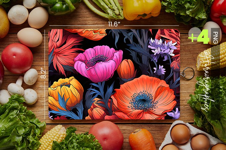 Wild Flower Cutting Board Design - 04 Variations