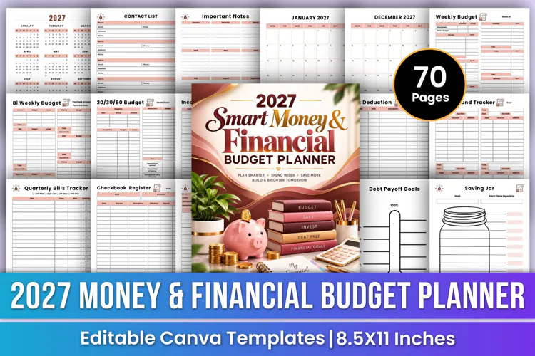 2027 Money & Financial Budget Planner | Budgeting, Savings