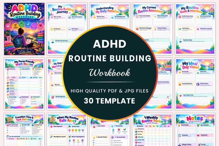 ADHD Routine Building Workbook kdp interiors example image 1