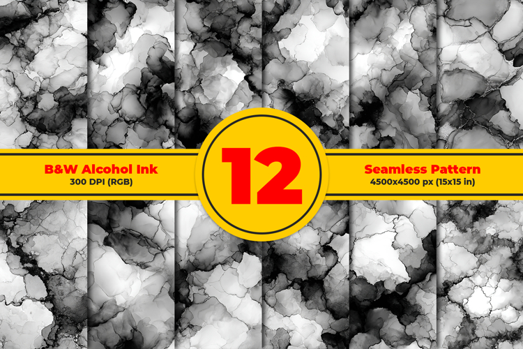 Black and White Alcohol Ink Seamless Pattern