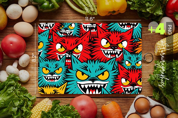 Comic Cat Cutting Board Design - 04 Variations