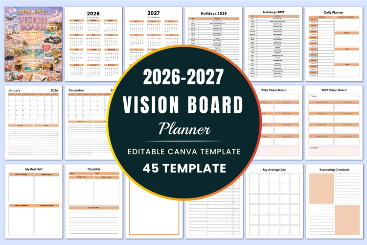 20262027 Vision Board Planner Canva templates