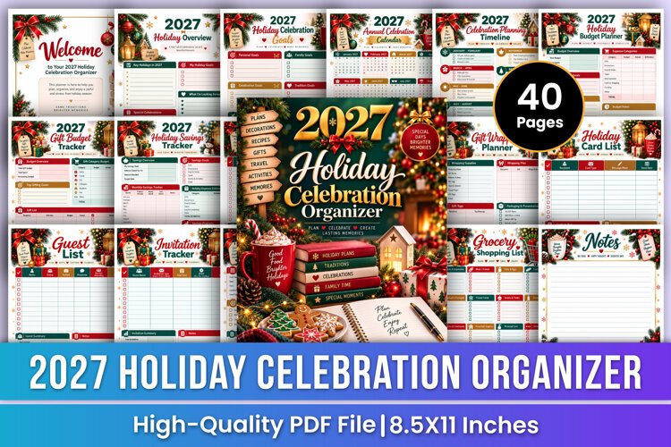 2027 Holiday Celebration Organizer | Holiday Planner, Gift example image 1