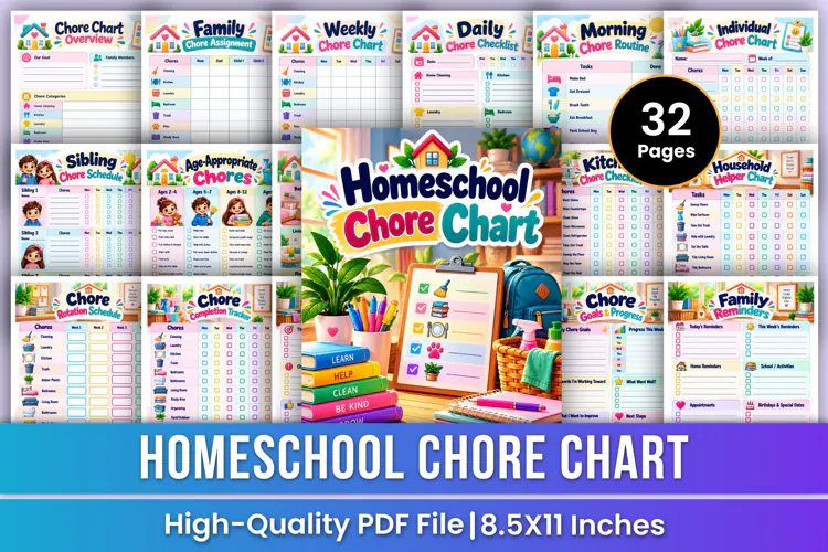 Homeschool Chore Chart | Kids Chore Tracking, Family Routine