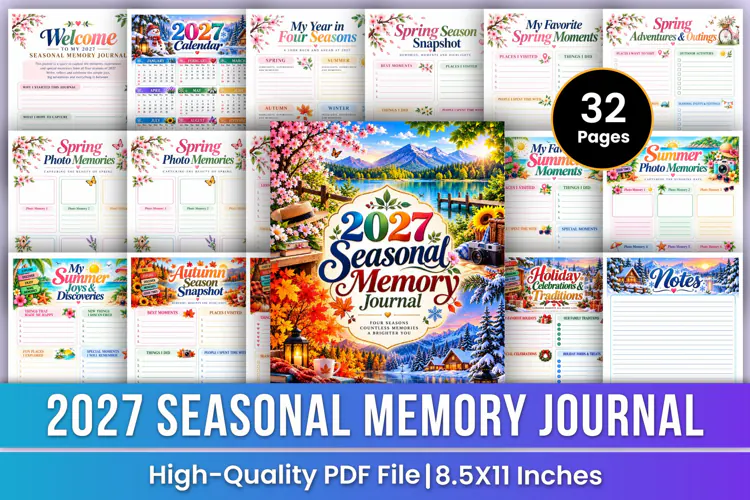 2027 Seasonal Memory Journal | Four Seasons, Photo Memories