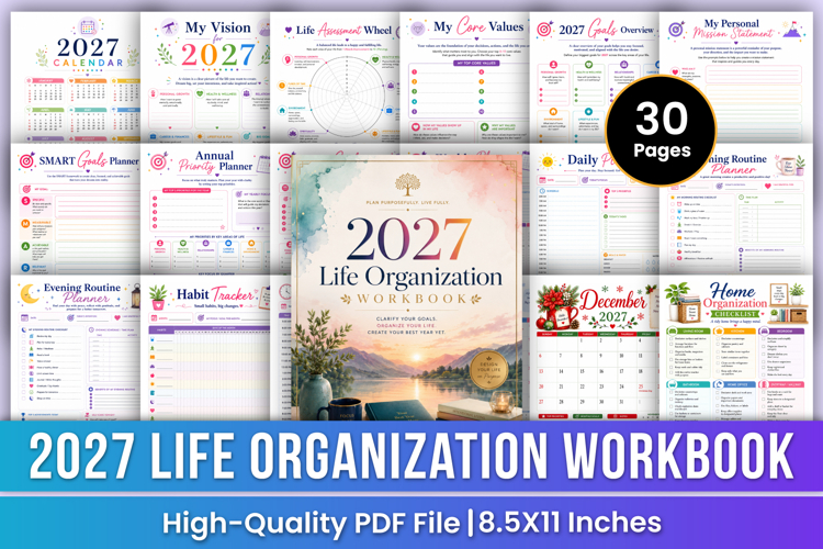 2027 Life Organization Planner | Printable PDF Workbook