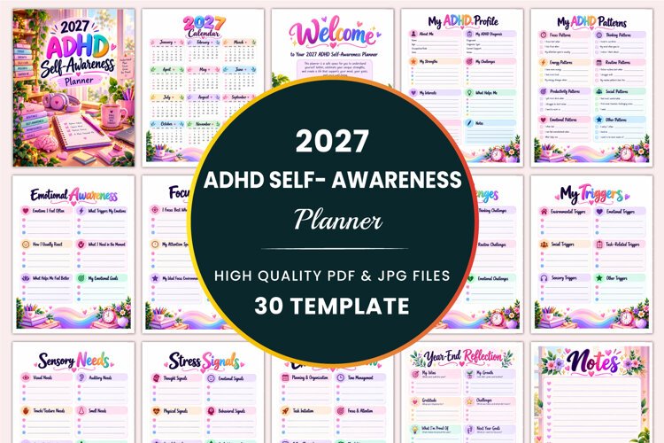 2027 ADHD Self-Awareness Planner Kdp interiors example image 1