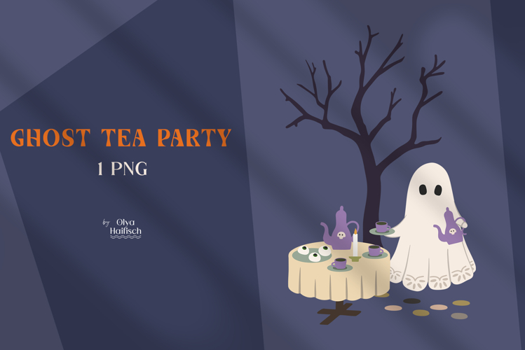 Cute Ghost Clipart. Spooky Halloween Tea Party PNG