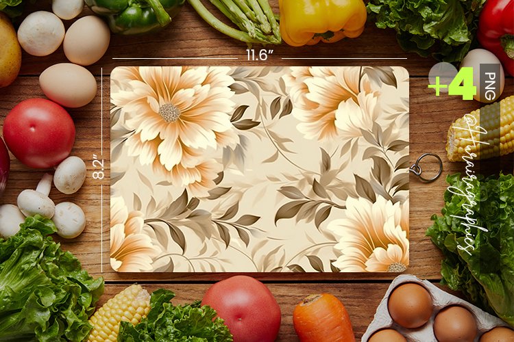Beige flowers Cutting Board Design - 04 Variations