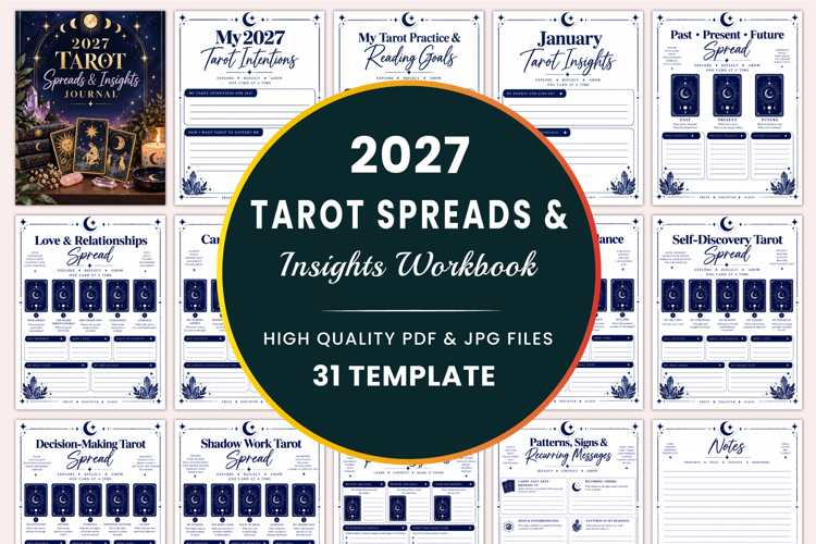 2027 Tarot Spreads & Insights Journal kdp interiors