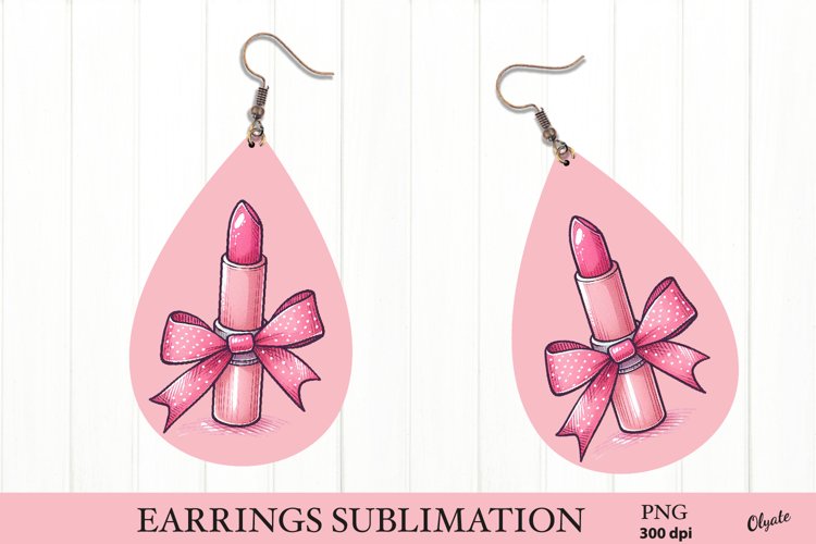 Valentine’s Day Earring PNG. Lipstick Coquette PNG