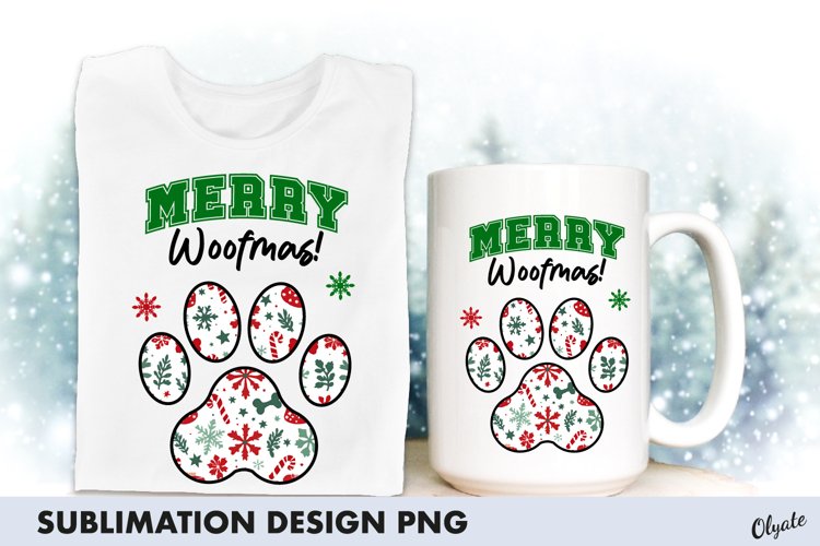 Merry Woofmas, Dog Christmas Sublimation PNG
