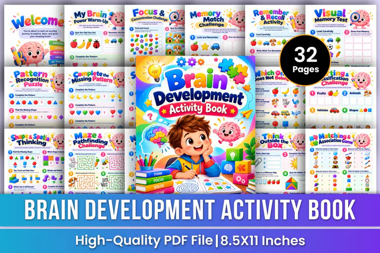 Brain Development Activity Book | Memory, Focus, Logic