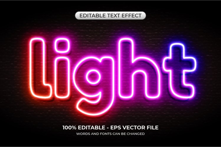 Editable 3d Neon light text effect. Led text effect example image 1